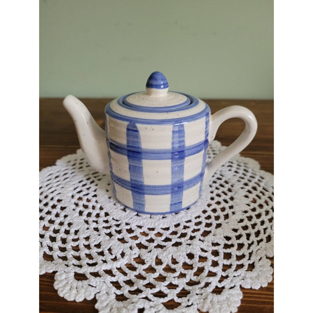 Country Living Dry Goods by Enesco Mini Teapot Vintage 1999 Blue Plaid